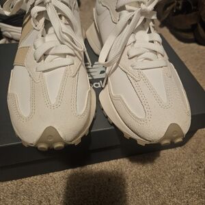 New Balance White/Tan Retro Runner Sneakers